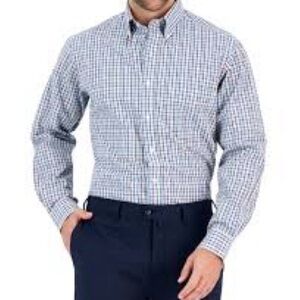 Blue and White Casual Gingham Button Down Shirt